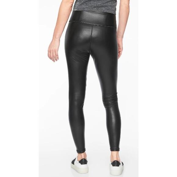 Athleta All Over Gleam Faux Leather Black Pull On High Rise Leggings Small - Picture 8 of 8